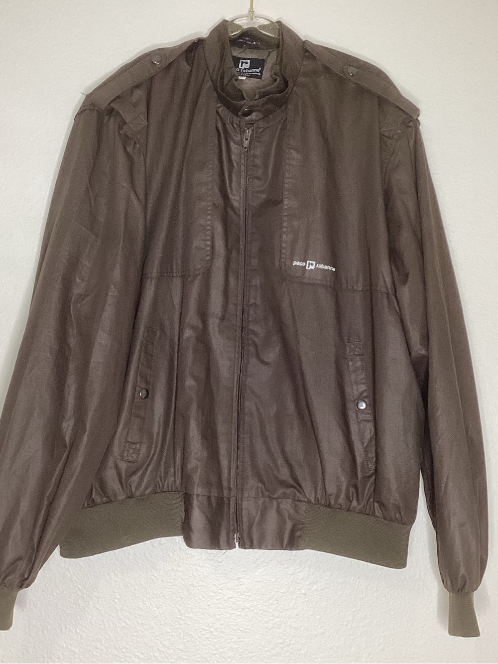 Vintage Paco Rabanne Chocolate Brown Bomber Style Jacket Hong Kong Lg